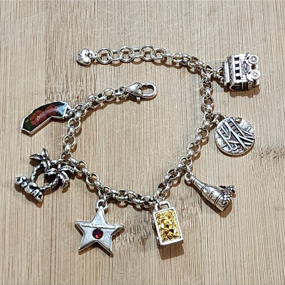 Brighton California state palm trees‎ gold wine charm bracelet